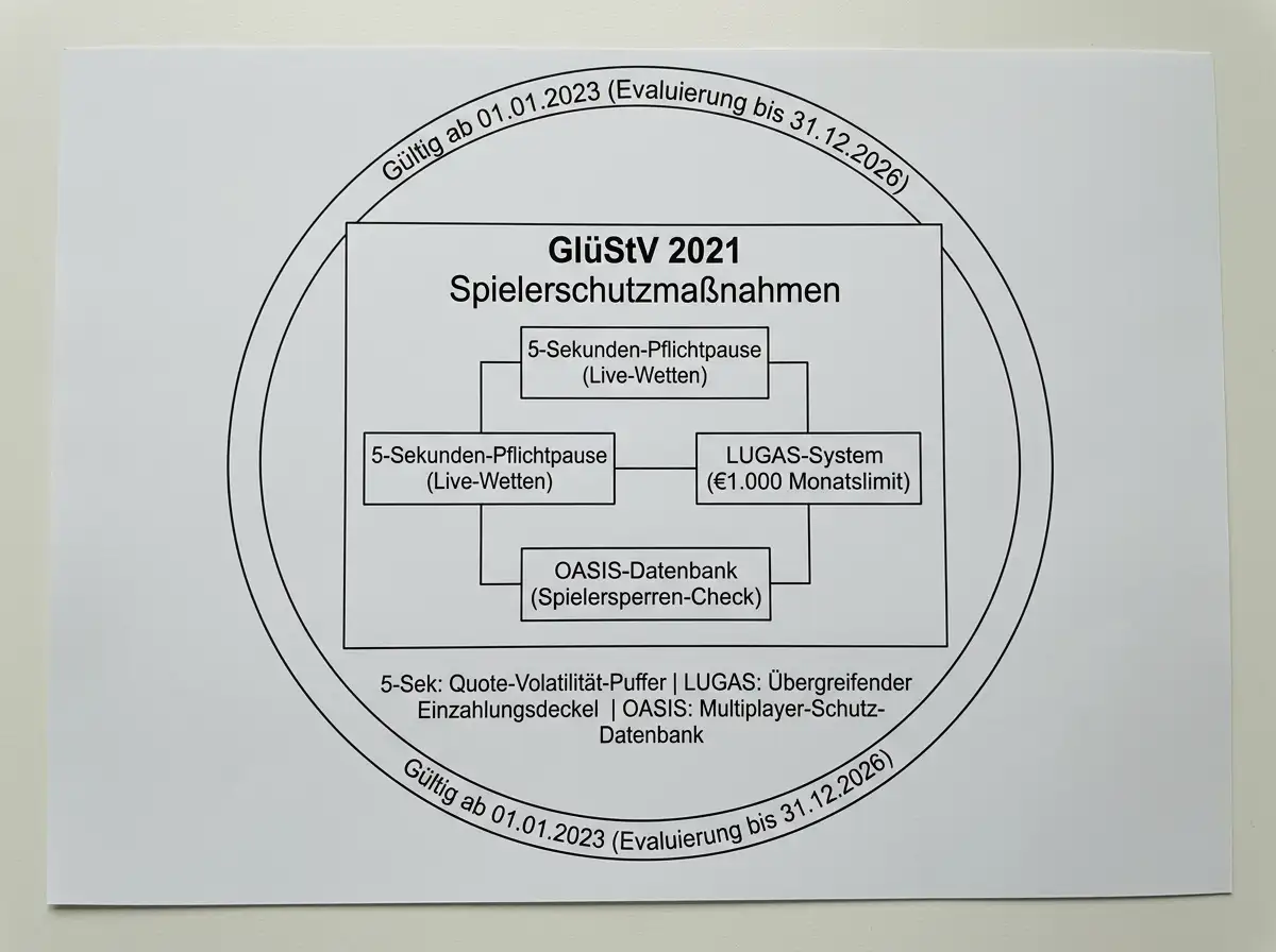 Regulatorischer Rahmen des GlüStV 2021 mit 5-Sekunden-Regel als Teil des deutschen Spielerschutzkonzepts
