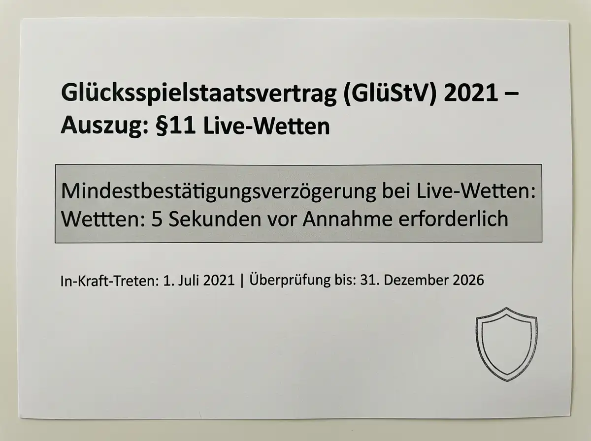 GlüStV 2021 Regelursprung der 5-Sekunden-Pflichtpause für Live-Sportwetten und Live-Kombiwetten in Deutschland