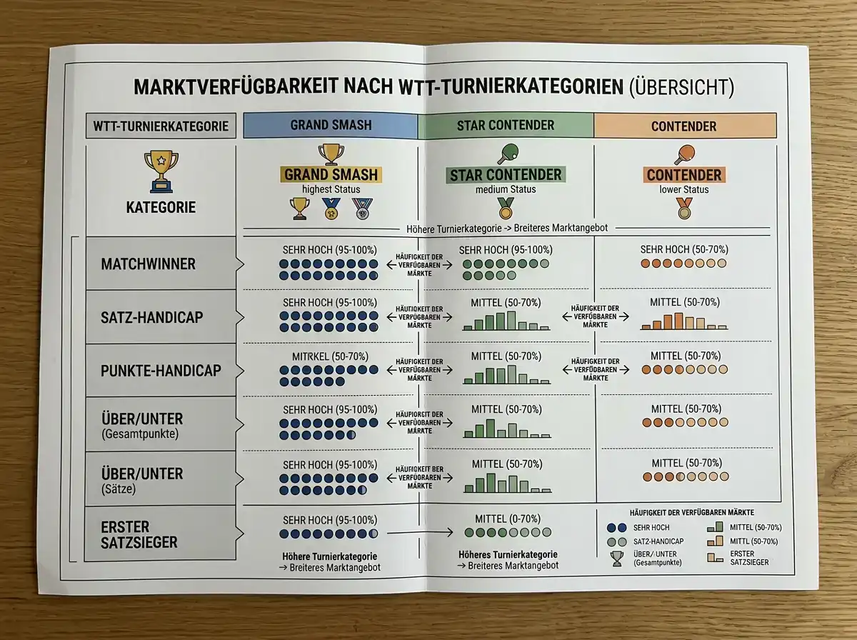 bwin Tischtennis Markttiefe für WTT-Events: Verfügbare Wettmärkte auf Grand Smash und Contender Turnieren