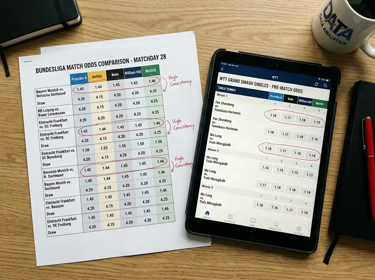 Quotenvergleich zwischen Tischtennis Bundesliga und WTT-Events für Kombiwetten