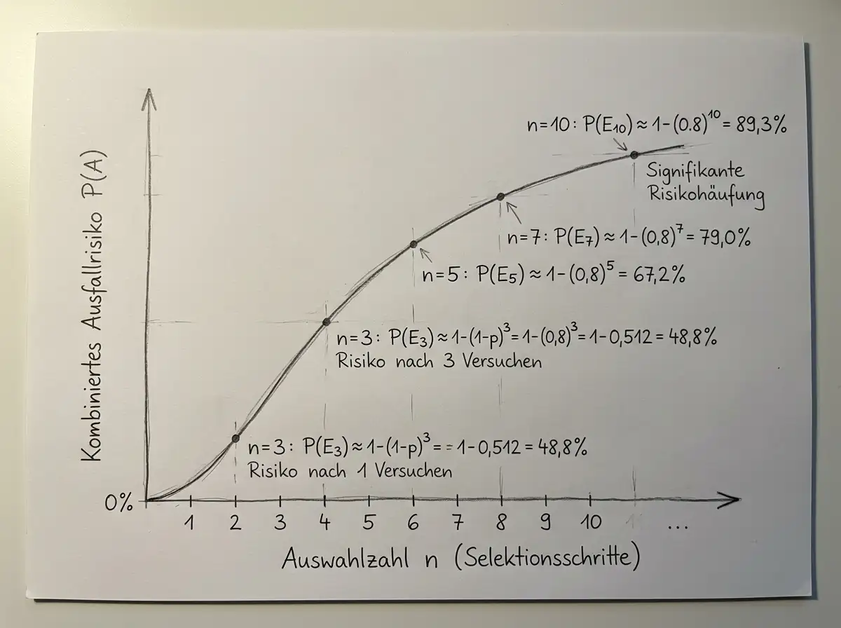 Quotenmultiplikation bei Tischtennis Kombiwette: Mathematische Darstellung steigender Verlustwahrscheinlichkeit