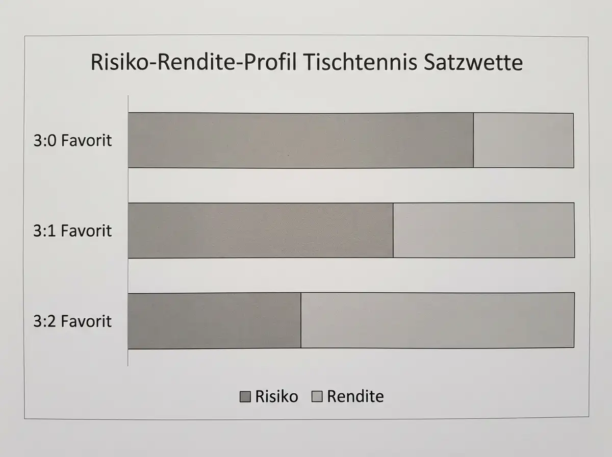 Risiko-Rendite-Profil der Tischtennis Satzwette — 3:0 versus 3:1 versus 3:2 im Vergleich