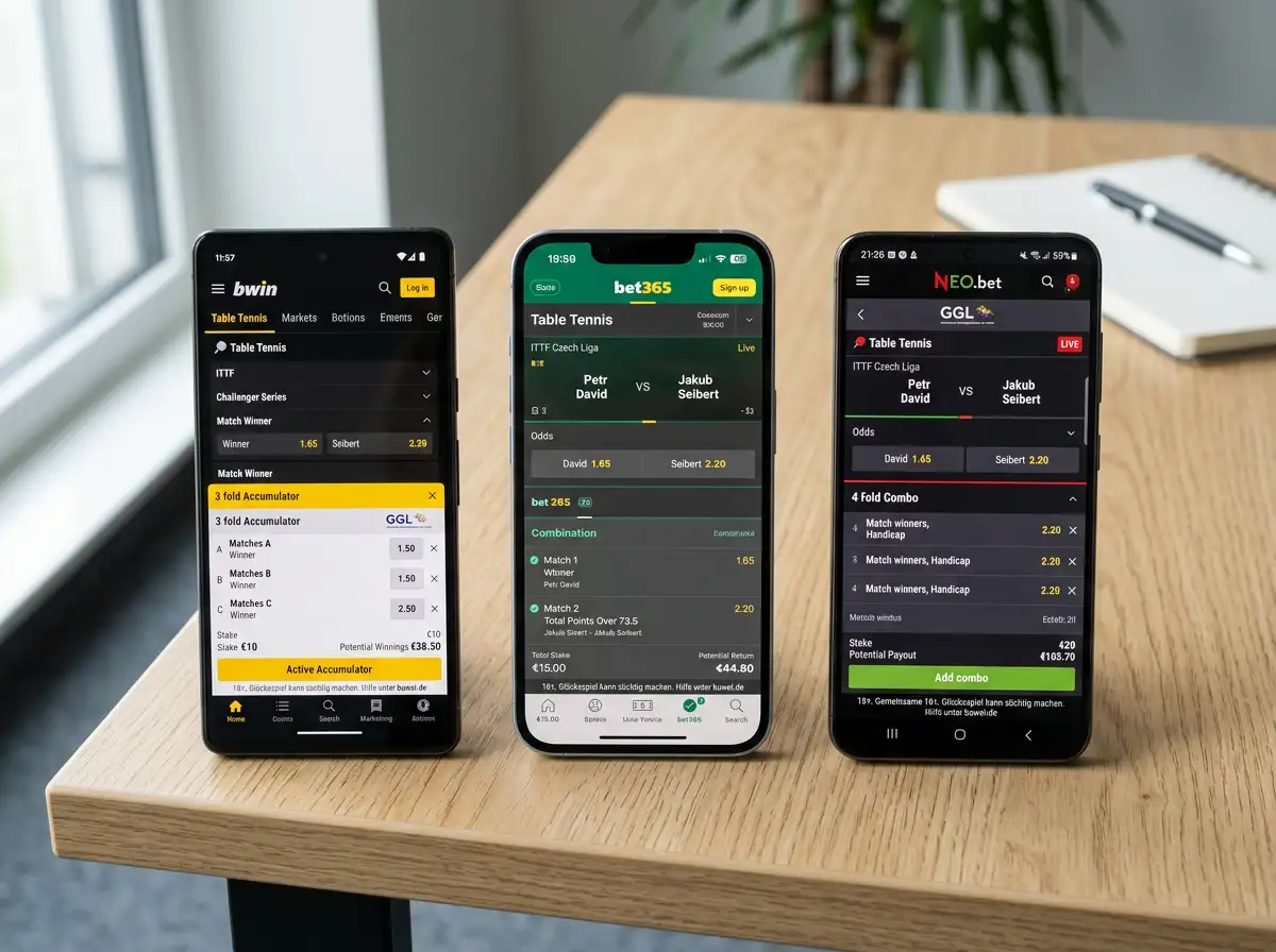 GGL-Sportwetten-Apps im Vergleich: Tischtennis Live-Kombiwetten auf iOS und Android bei bet365, bwin und NEO.bet