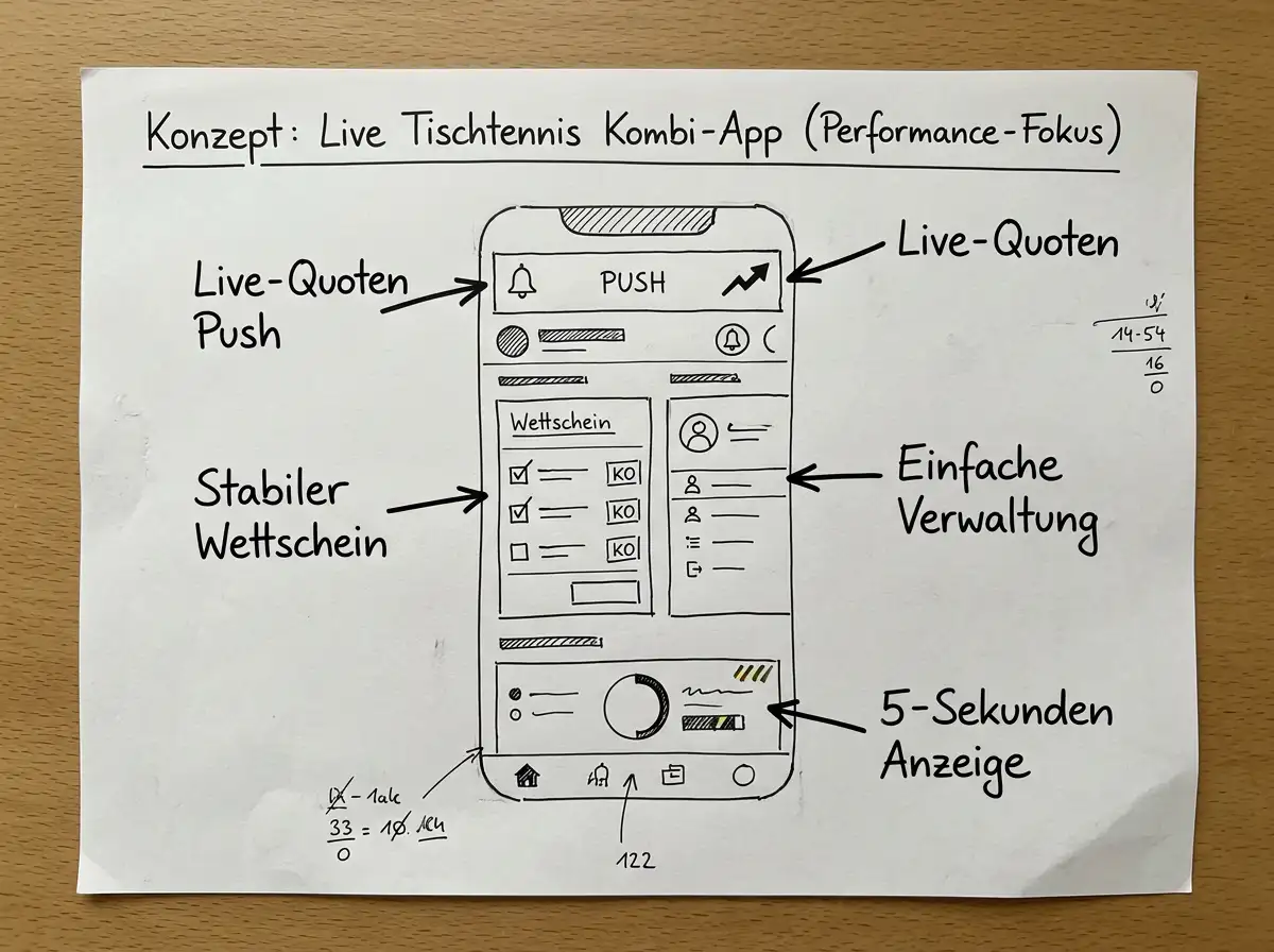 Unverzichtbare App-Features für Tischtennis Live-Kombiwetten: Live-Quote-Push, stabiler Wettschein und 5-Sekunden-Anzeige