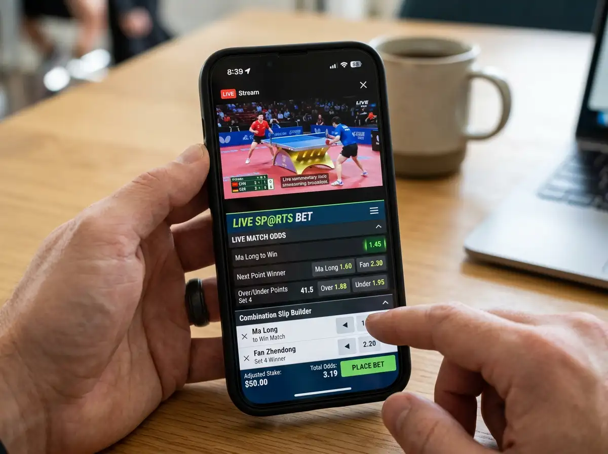 Tischtennis Live-Kombiwetten per Smartphone-App: Schnelle Wettscheinerfassung bei WTT-Matches in Echtzeit
