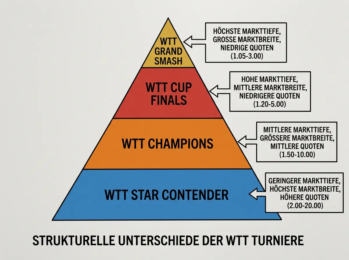 WTT-Event-Pyramide zeigt Contender, Star und Grand Smash mit Quoten- und Markttiefen-Unterschieden