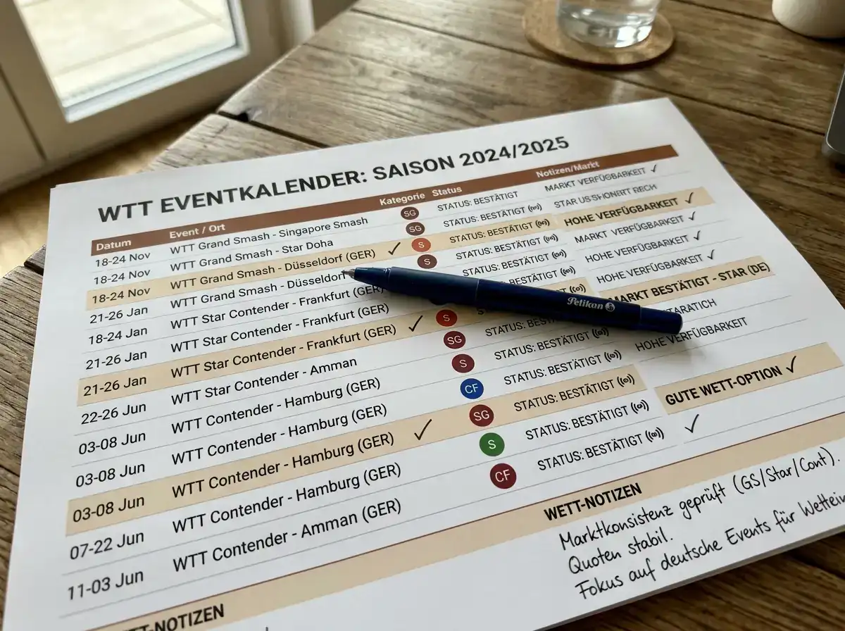 Winamax WTT-Marktangebot für Tischtennis Kombiwetten: Grand Smash und Star Events